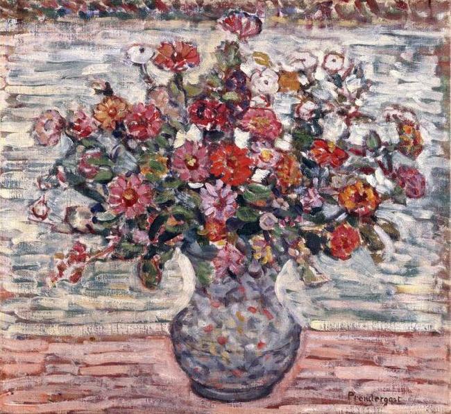 Flowers in a Vase (Zinnias), Maurice Brazil Prendergast